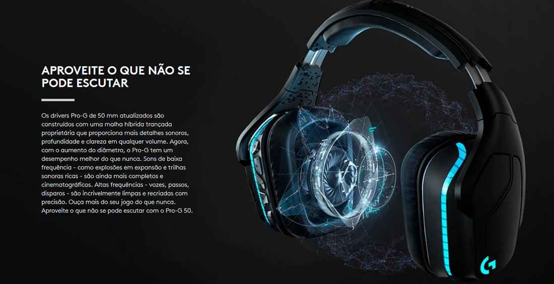 Headset Gamer Sem Fio Logitech G935 Som Surround 71 Canais Com Drivers Pro G™ Led Rgb 8208