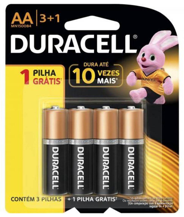 Pilha Alcalina AA Duracell - 4 unidades - MN1500B4