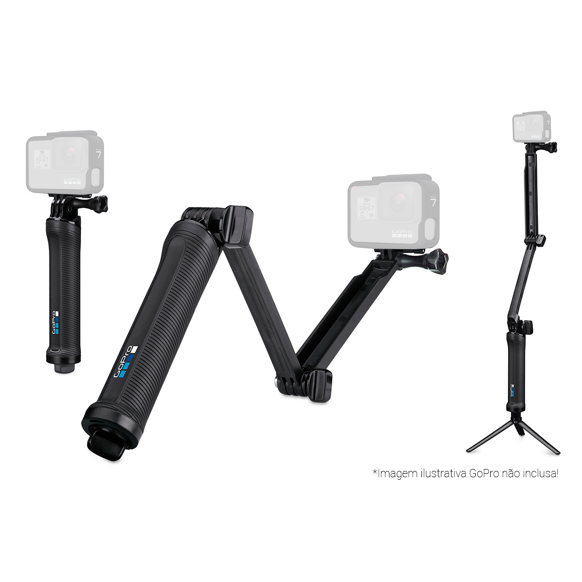 Suporte 3 -Way para Gopro AFAEM-001 - 3 em 1: Grip, Bastão e Tripé - Preto