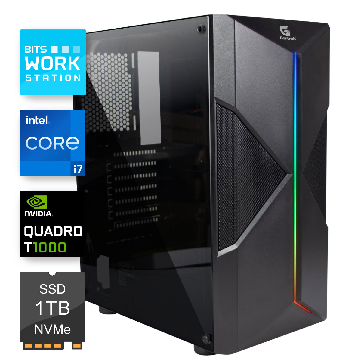 Computador WorkStation Bits 2025 - Intel i7 14700F, 32GB, SSD 1TB, Nvidia Quadro T1000, Windows 10 Professional