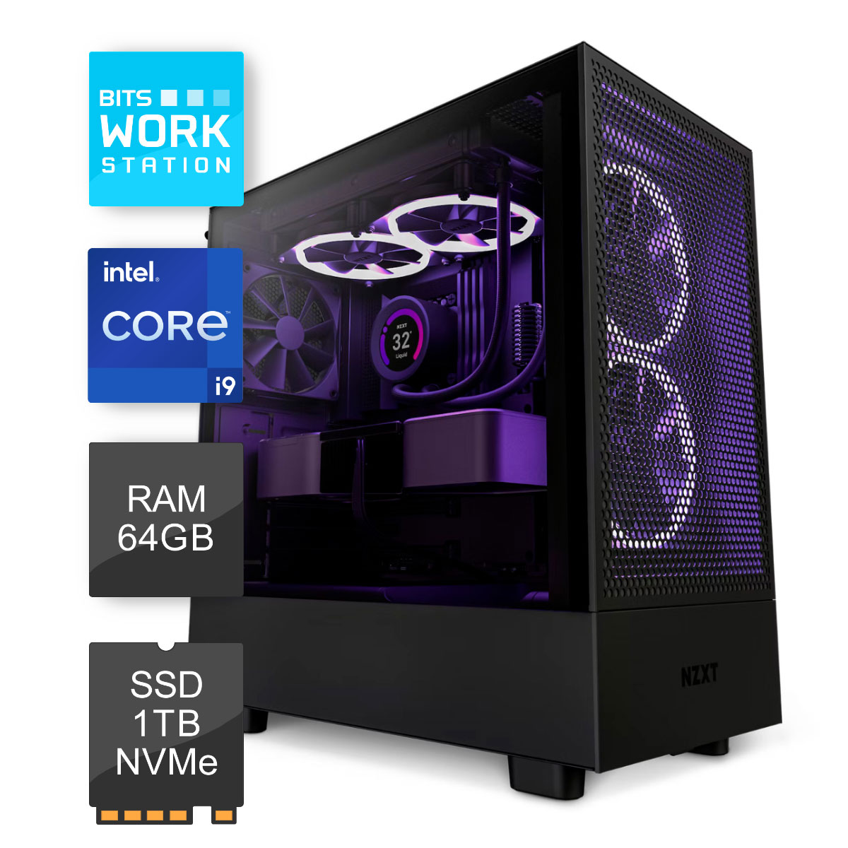 Computador WorkStation Bits 2025 - Intel® Core i9 12900KF, RAM 64GB, SSD 1TB, Windows 11 Professional