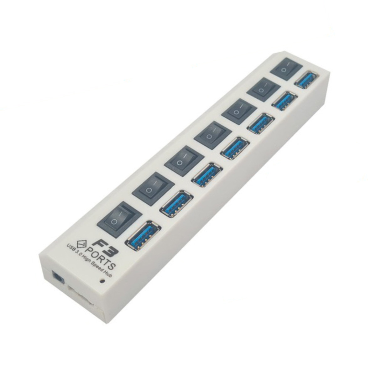 HUB USB 3.0 - 7 Portas Chaveadas - Branco - F3 JC-HUB703