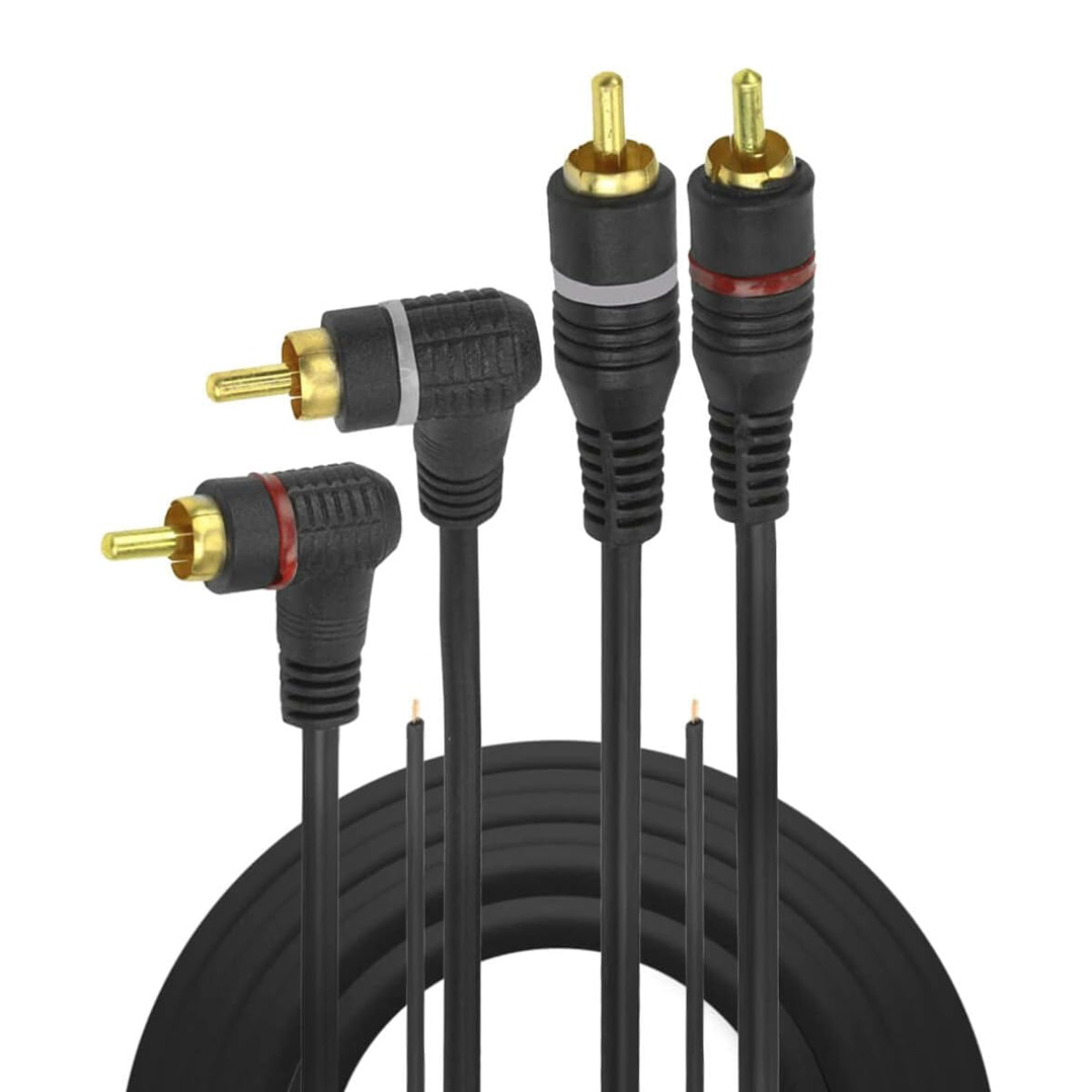 Cabo Coaxial RCA Duplo - Video, Audio, Soundbar, Subwoofer - 90° Graus - 5 metros - Chip SCE PIX 018-0425