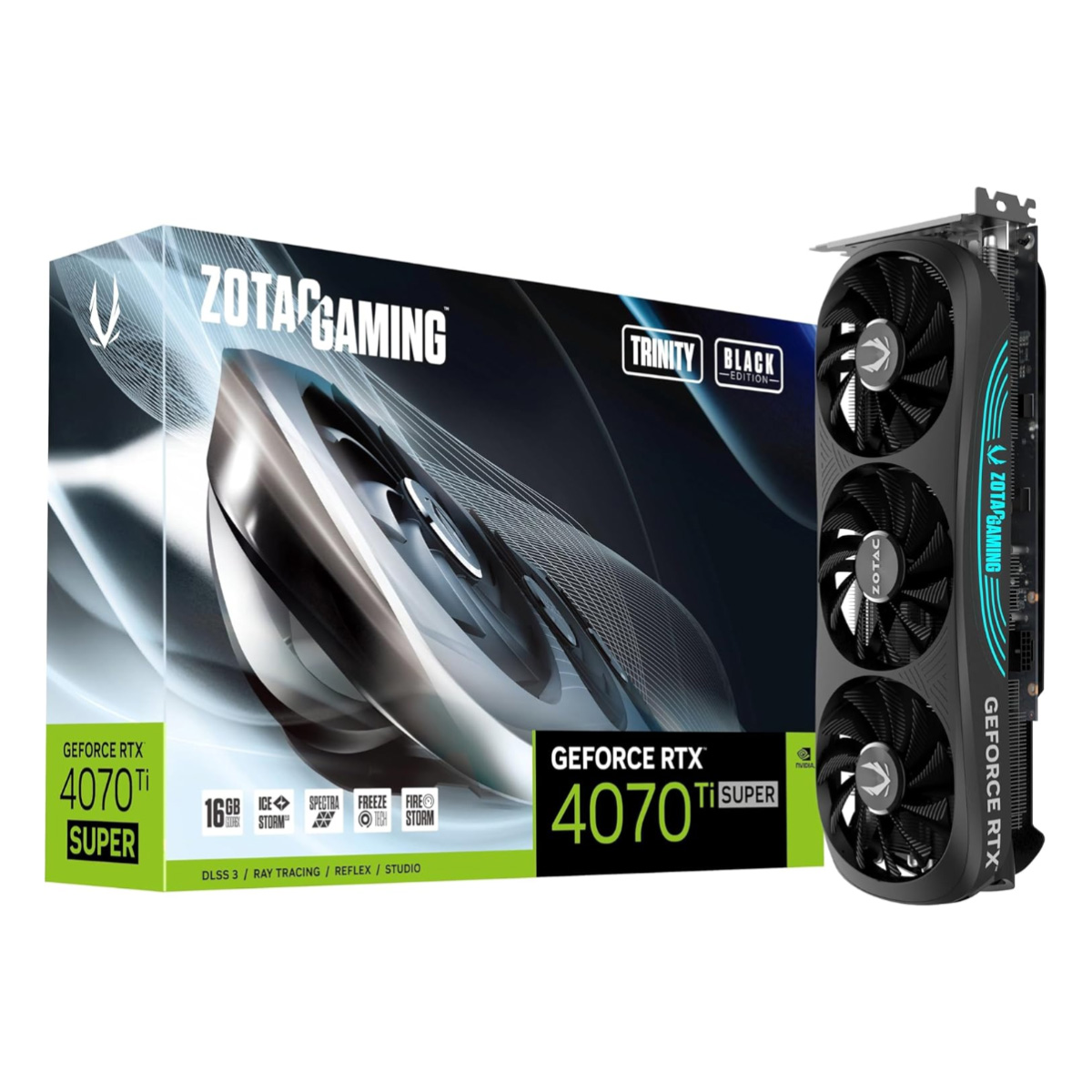 GeForce RTX 4070 Ti Super 16GB GDDR6X 256bits - Zotac Trinity Black Edition - ZT-D40730D-10P