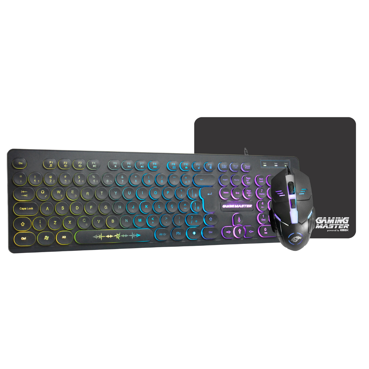 Kit Gamer K-Mex - Teclado KM7628 + Mouse MOD734 + Mousepad Fxx - Iluminação Rainbow - B3KM7628U11CB1X