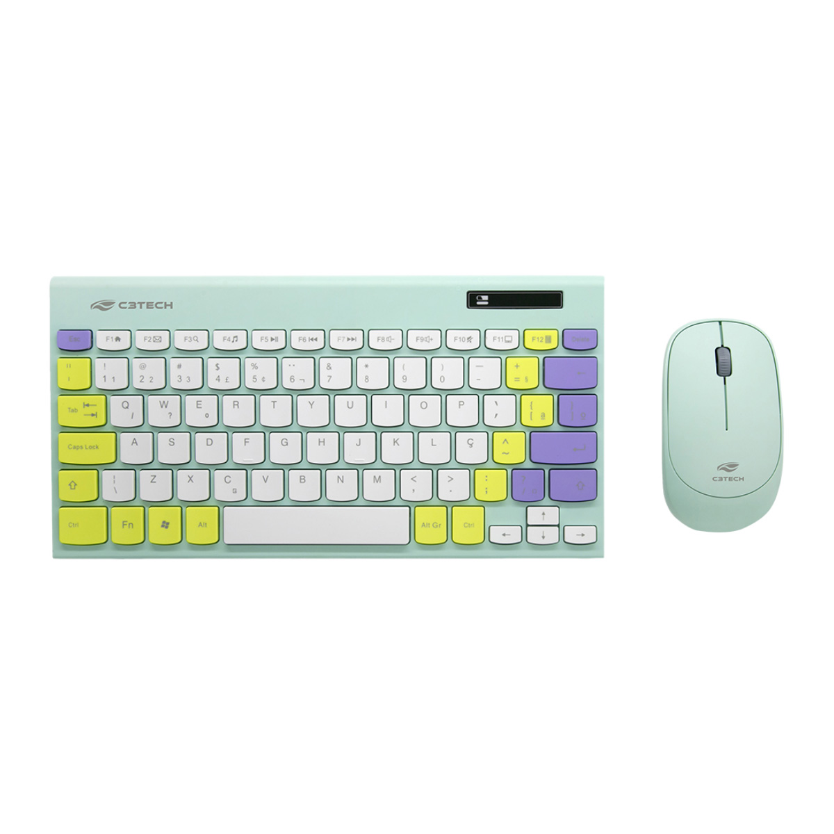 Kit Teclado e Mouse sem Fio C3Tech K-W71GN - TKL - Teclas Macias - ABNT2 - 1200dpi - Verde