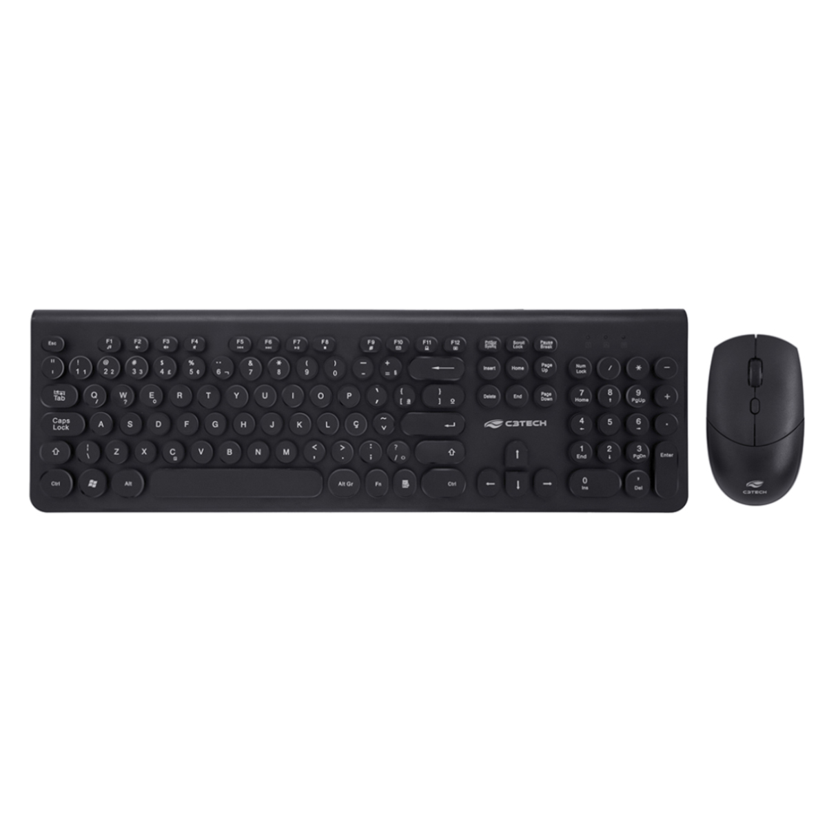 Kit Teclado e Mouse sem Fio C3Tech K-W80BK - ABNT2 - 1600dpi - Preto