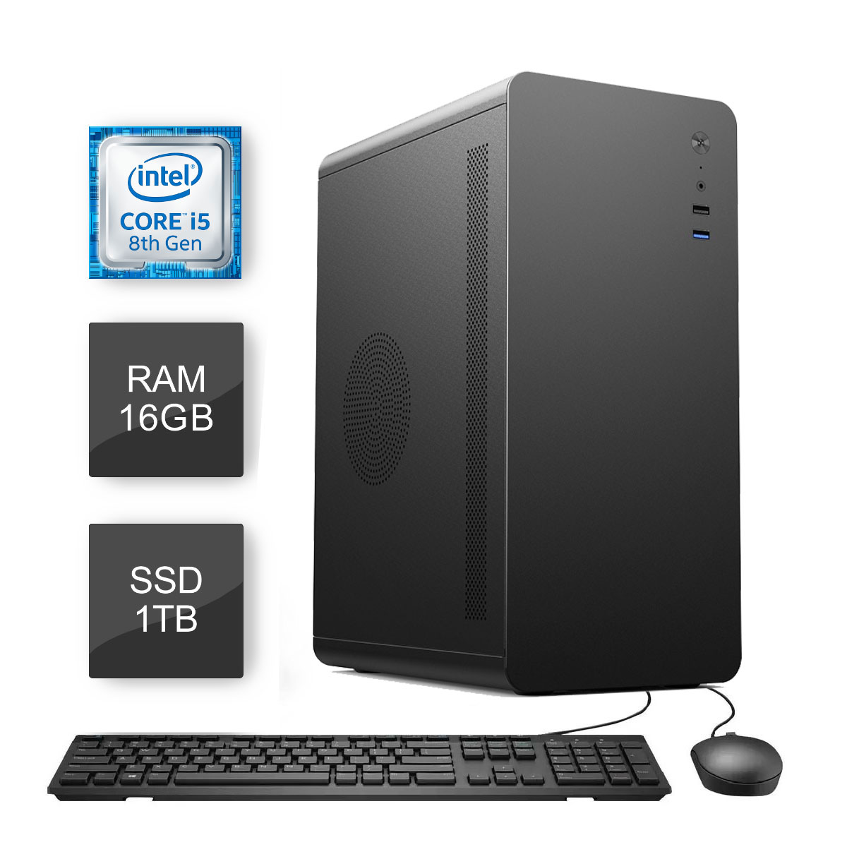 Computador Bits WorkHard - Intel i5 8500T, 16GB, SSD 1TB, Kit Teclado e Mouse, Freedos