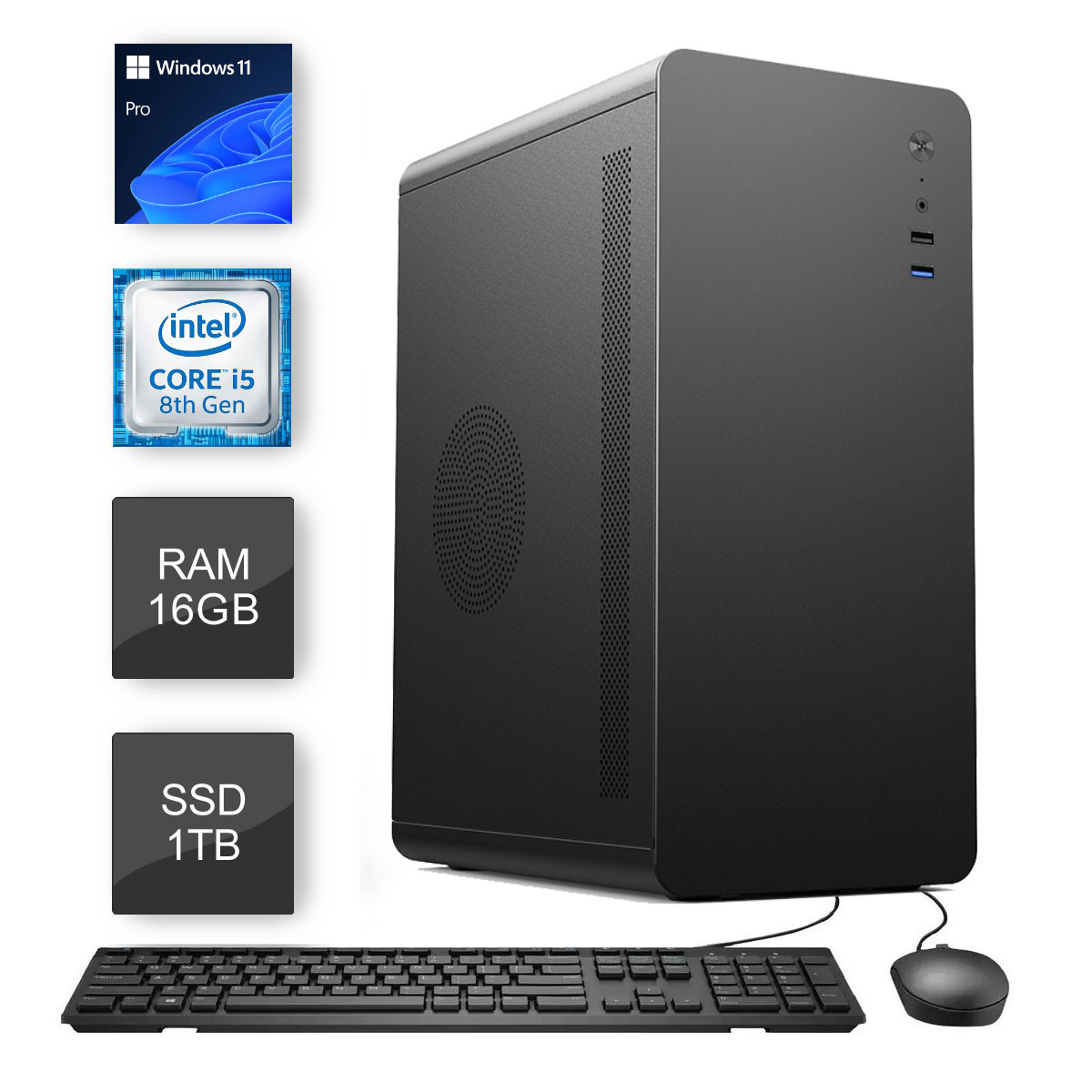 Computador Bits WorkHard - Intel i5 8500T, 16GB, SSD 1TB, Kit Teclado e Mouse, Windows 11 Pro, Office 365, Antivirus - 2 Anos de garantia