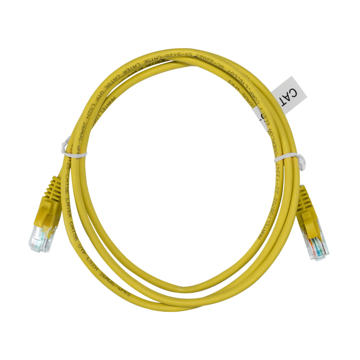 Cabo de Rede UTP (Patch Cord) RJ45 Cat 5e - 1.5 metros - Certificação Anatel - Amarelo - Seclan CY-5128-CAT5E-1.5M-YL