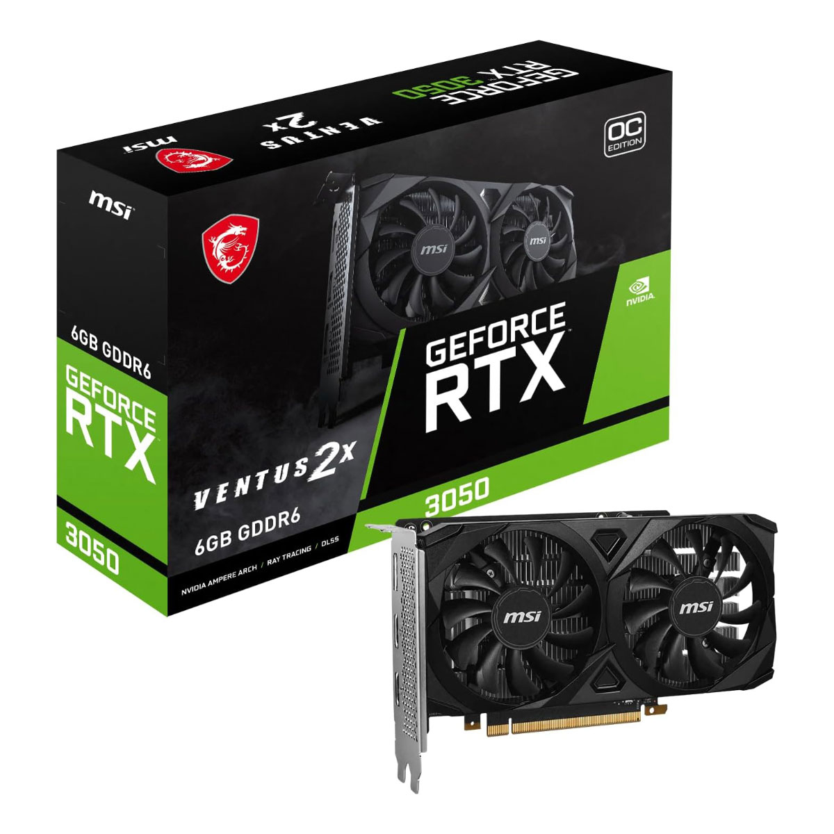 GeForce RTX 3050 6GB GDDR6 96bits - MSI Ventus 2X OC - 912-V812-016