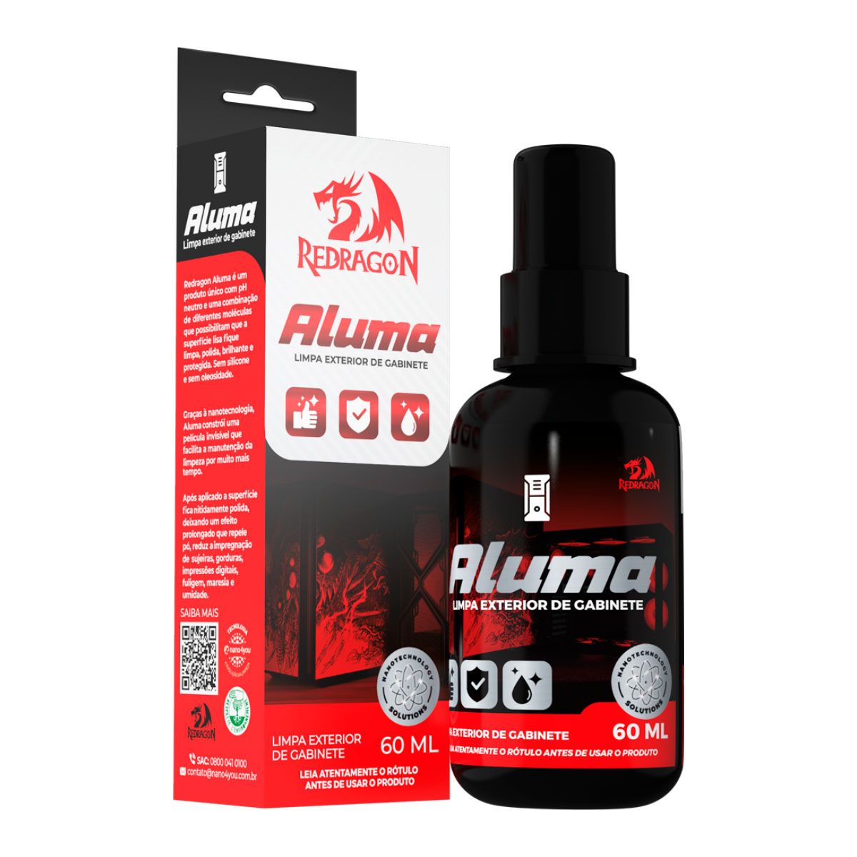 Solução para Limpeza de Gabinetes Redragon Aluma Nano - 60ml - Alto Poder de Limpeza