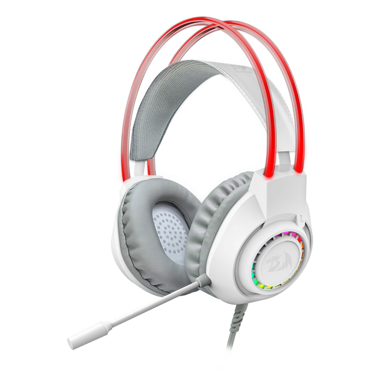 Headset Gamer Redragon Scream Lunar White - com Microfone - Iluminação RGB - Conector P2 e USB para Energia - Branco - H231W-RGB