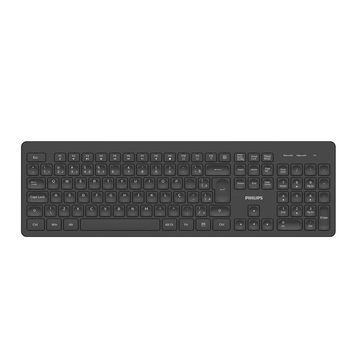 Teclado sem Fio Philips SPK6308B/FG - Conexão USB 2.4GHz - ABNT2 - Preto