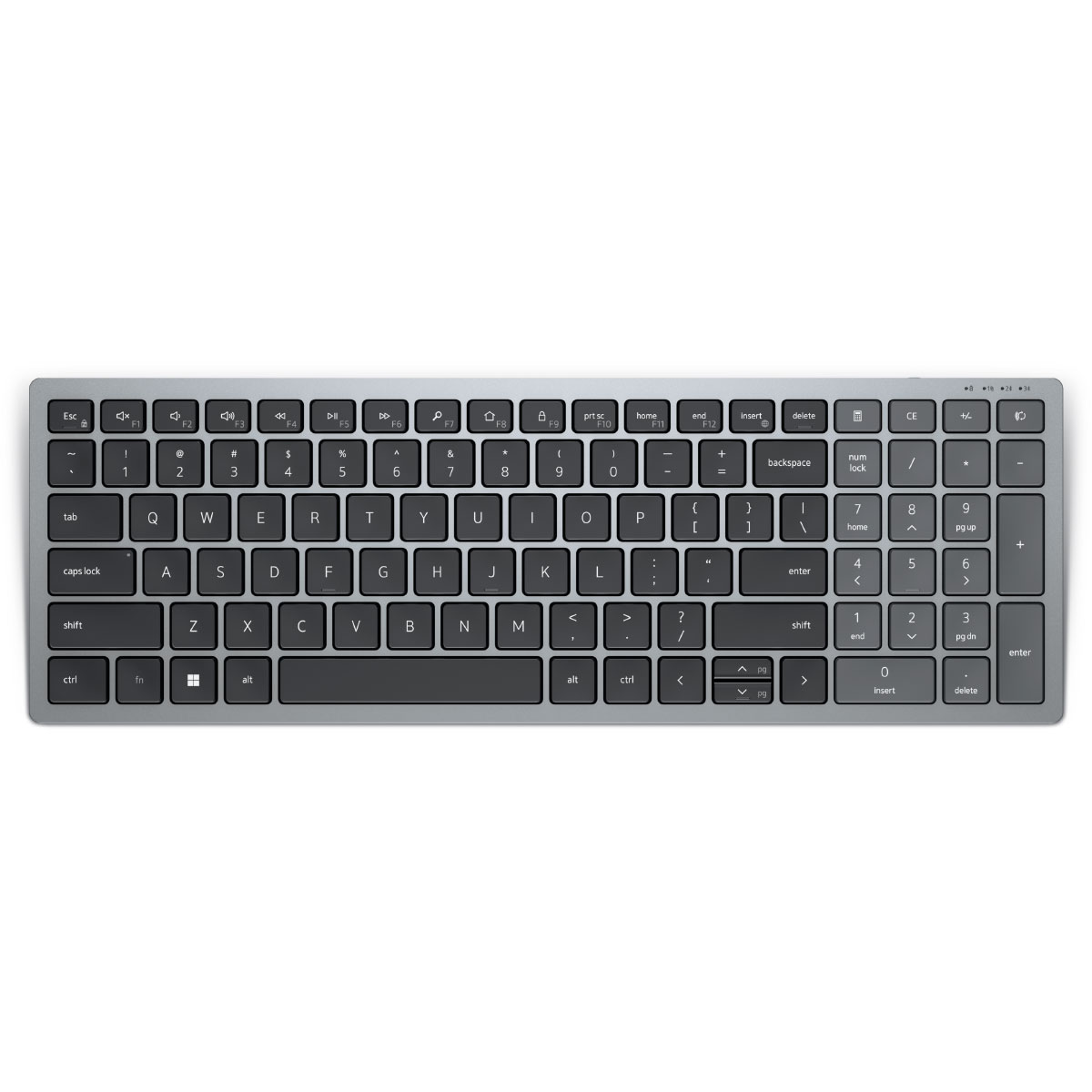 Teclado sem Fio Dell KB740 - Bluetooth ou Receptor USB - ABNT2 - Compacto - Multi-Dispositivos - Cinza