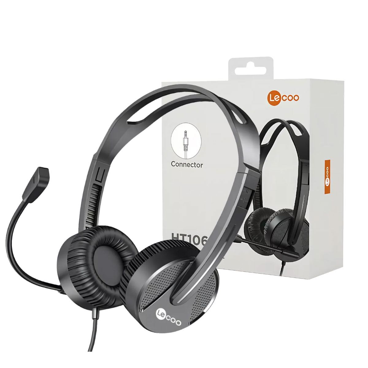 Headset Lecoo HT106 - Controle de Volume - Microfone - USB - Cabo 150cm - Preto