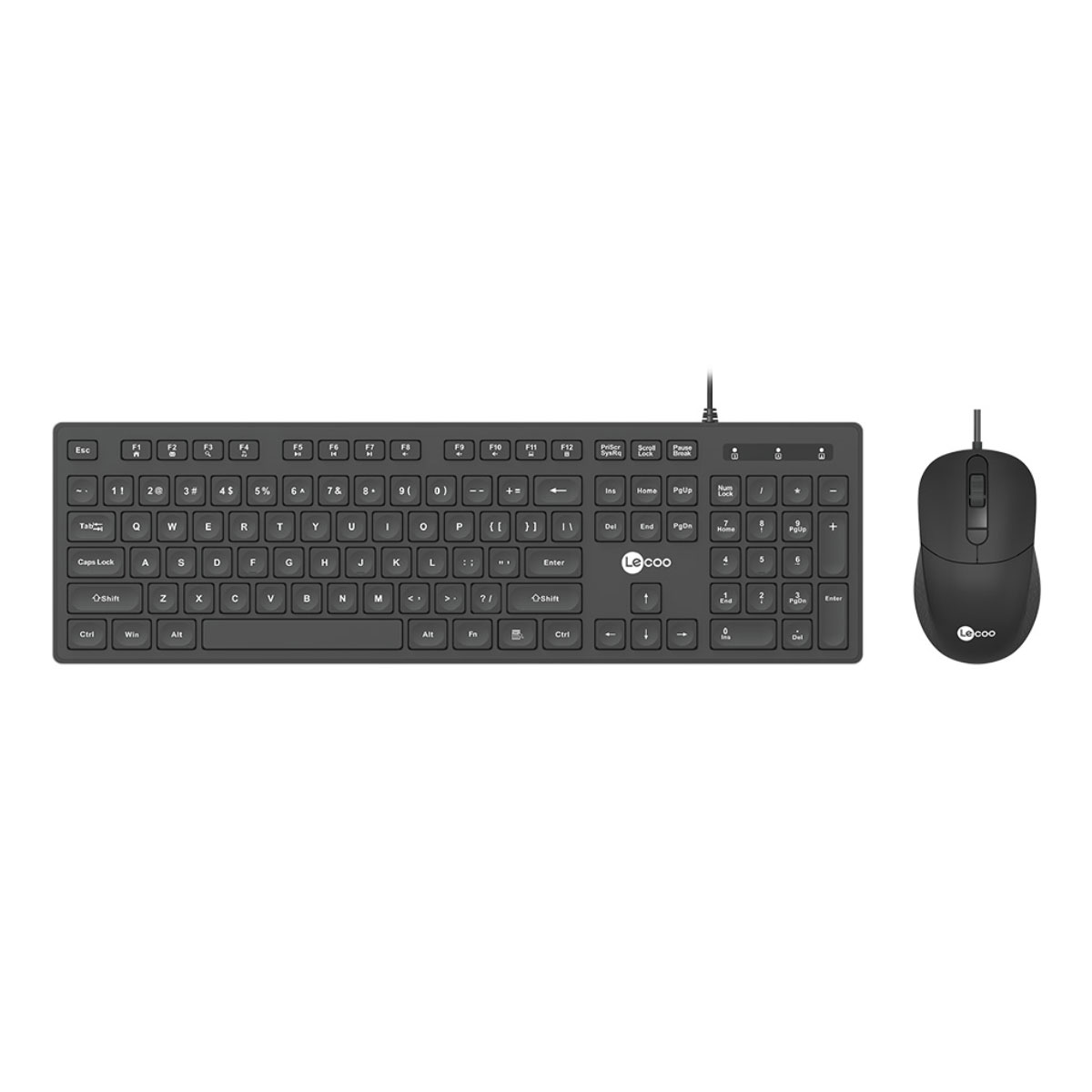 Kit Teclado e Mouse USB Lecoo CM102 - Multimídia - ABNT2 - Teclas Baixas - Ambidestro - 2400DPI - Preto