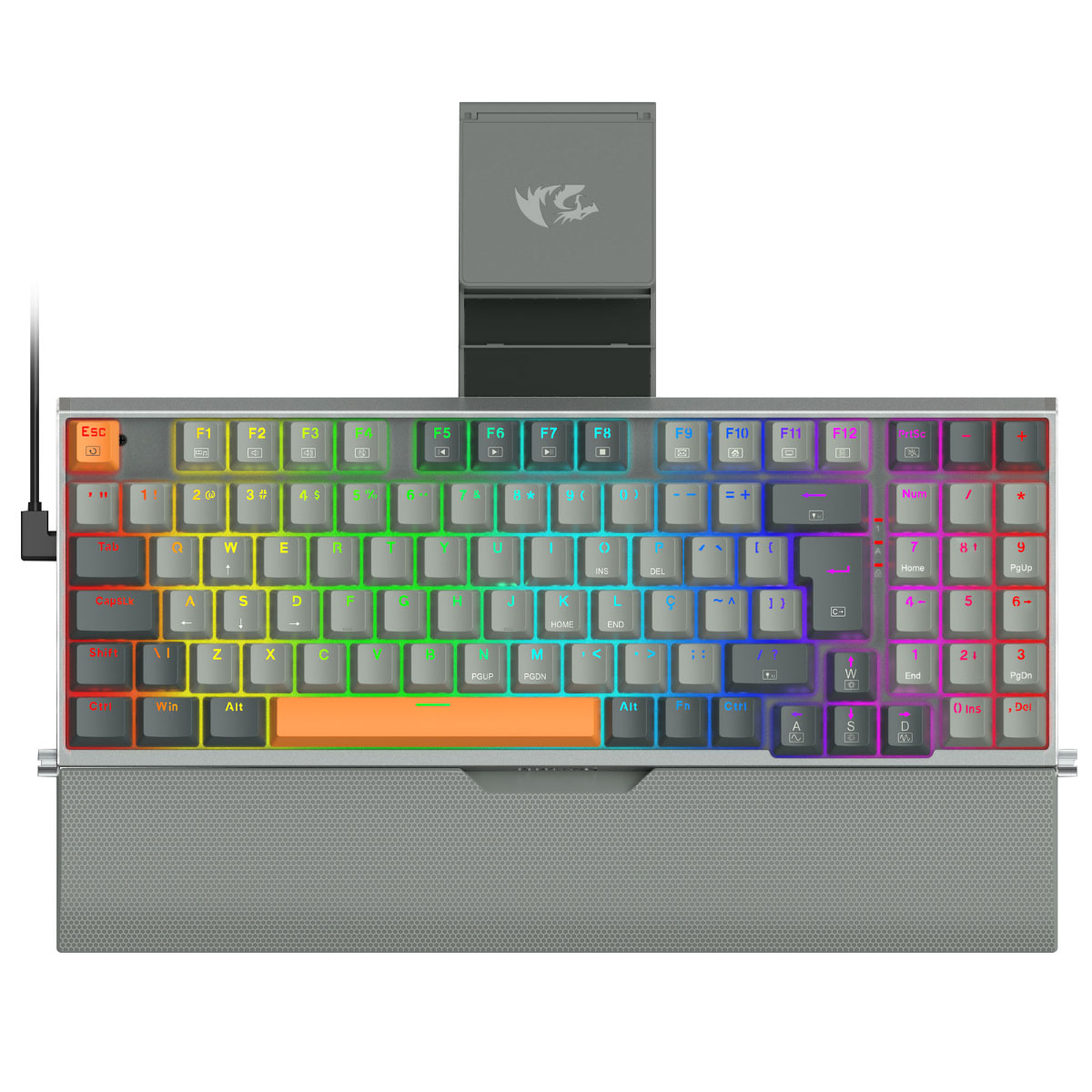 Teclado Mecânico Gamer Redragon Olaf - ABNT2 - RGB - Compacto - Switch Dust-Proof Brown - Suporte para Celular - K648GG-RGB