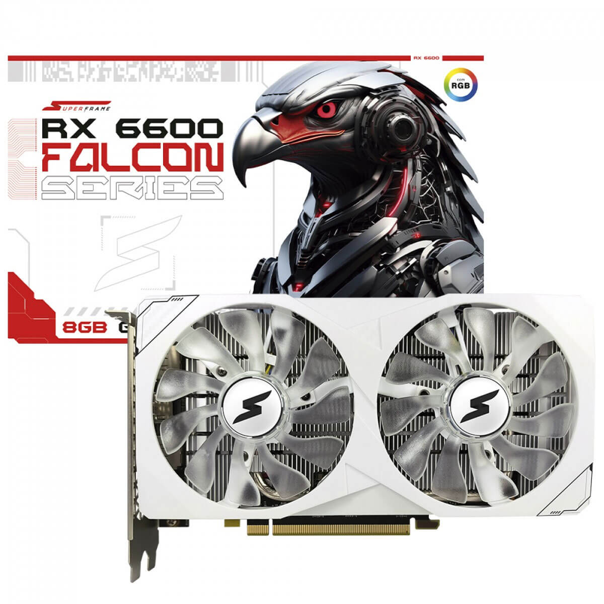 Placa de Vídeo AMD Radeon RX 6600 8GB GDDR6 128bits - Superframe Falcon Series - SF-GC-FCAM66008GD6W