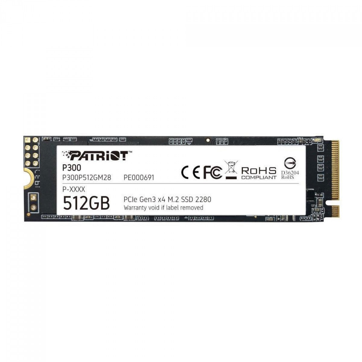 SSD M.2 512GB Patriot P300 - NVMe - Leitura 1700MB/s - Gravação 1100MB/s - P300P512GM28