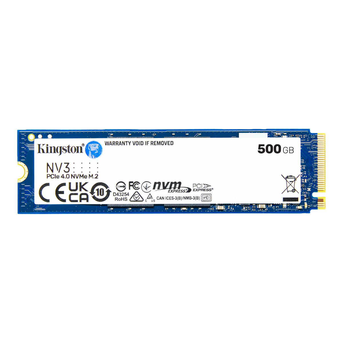 SSD M.2 500GB Kingston NV3 - NVMe Gen 4 - Leitura 5000MB/s - Gravação 3000MB/s - SNV3S/500G