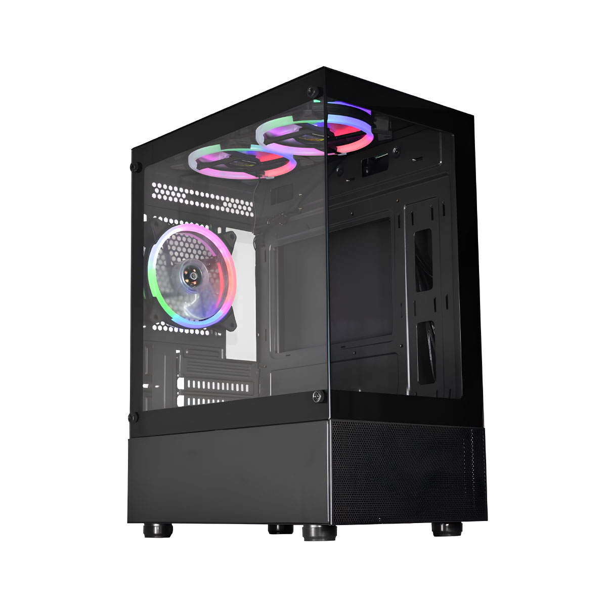 Gabinete Aquário Gamer K-Mex Medusa II CG-02TW - Vidro Temperado - LED RGB - 3 Fans - Micrro ATX - Preto