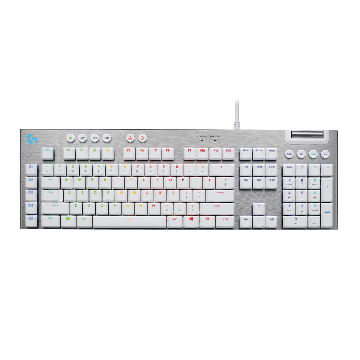 Teclado Mecânico Gamer Logitech G815 - G HUB - Padrão US - Iluminação LIGHTSYNC RGB - Switch GL Tactile Marrom - Branco - 920-011354