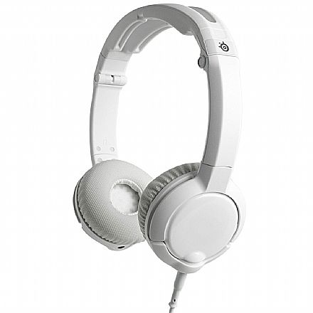 Fone de Ouvido - Headset SteelSeries Flux Branco - para PC e Mobile/MAC - Conector P2 - com Microfone e Controle de Volume - 61279