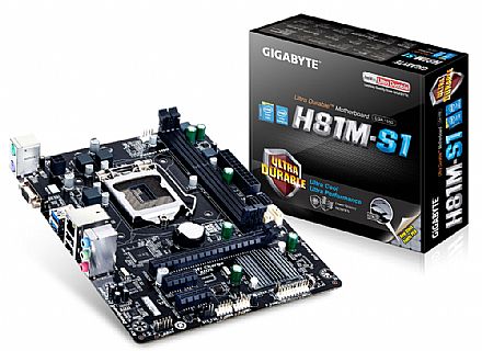 Placa Mãe para Intel - Gigabyte GA-H81M-S1 (LGA 1150 - DDR3 1600) - Chipset Intel H81