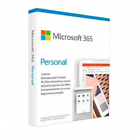 Software - Microsoft Office 365 Personal - Licença Anual para 1 usuário - 1 TB de Armazenamento One Drive - 1 PC ou Mac + 1 Smartphone