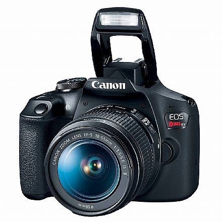 Câmera Digital - Canon EOS Rebel T7 Profissional com Lente 18-55 - 24.1 Mega Pixels - Sensor CMOS APS-C - DIG!C 4+ - Wi-Fi e NFC - Vídeo Full HD