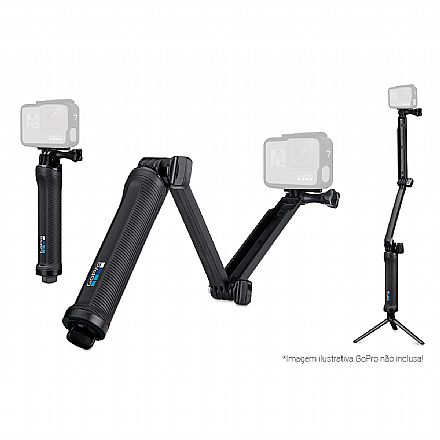 Câmera Digital - Suporte 3 -Way para Gopro AFAEM-001 - 3 em 1: Grip, Bastão e Tripé - Preto