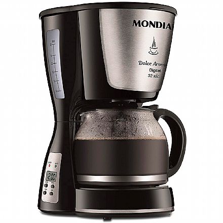 Eletroportáteis - Cafeteira Elétrica Mondial Doce Arome Digital - 32 Cafézinhos - 800W - 110V - Inox - C-31DG-32X