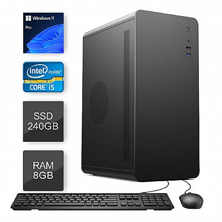 Computador - Computador Bits WorkHard - Intel i5, 8GB, SSD 240GB, Kit Teclado e Mouse, Windows 11 Pro