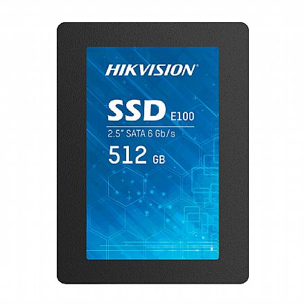 SSD - SSD 512GB Hikvision E100 - SATA - Leitura 560MB/s - Gravação 510MB/s