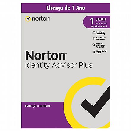 Software - Norton Security ID Advisor Plus - Licença de 1 ano para 1 Dispositivo - Versão Download