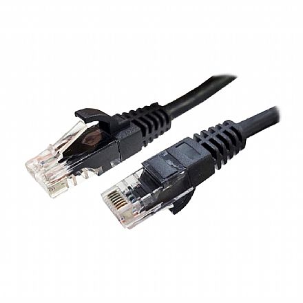 Cabo de rede - Cabo de Rede UTP (Patch Cord) RJ45 Cat 6 - 1.5 metros - Certificação Anatel - Preto - Seclan CY-5128-CAT6-1.5M-BK