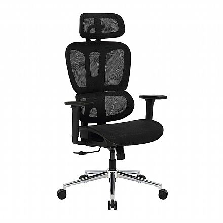 Cadeiras - Cadeira de Escritório Ergonomica Bluecase Office Ergo Master - Apoio de Cabeça Ajustável - Apoio de braço Ajustável - Preta - BCOM-01BKBKBX