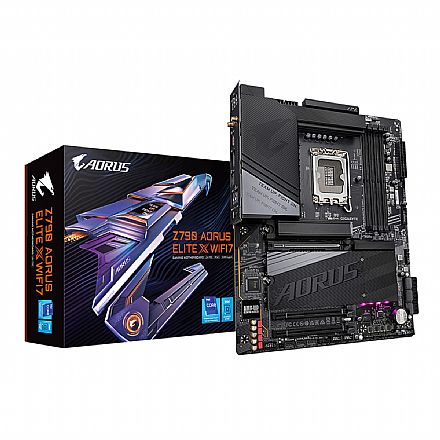 Placa Mãe para Intel - Gigabyte Z790 AORUS ELITE X - (LGA 1700 - DDR5 8266 O.C) - Chipset Z790 - Wi-Fi 7 - 2.5GbE LAN - 4x Slot M.2 - ATX