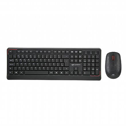 Kit Teclado e Mouse - Kit Teclado e Mouse sem Fio C3Tech K-W70BK - ABNT2 - 1600dpi - Receptor USB - Preto