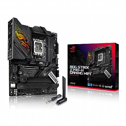 Placa Mãe para Intel - Asus Rog Strix Z790-H Gaming WiFi (LGA 1700 - DDR5 7800 O.C) - Chipset Intel Z790 - RGB - Wi-Fi 6E - Slot M.2 - ATX