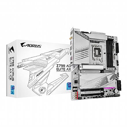 Placa Mãe para Intel - Gigabyte Z790 AORUS ELITE X ICE - (LGA 1700 - DDR5 7600 O.C) Chipset Z790 - Wi-Fi 6E - 2.5GbE LAN - 4x Slot M.2 - ATX