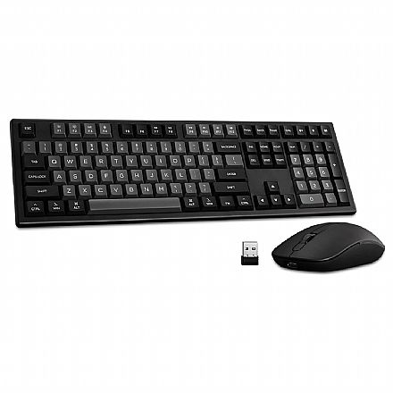 Kit Teclado e Mouse - Kit Teclado e Mouse sem Fio Monsgeek MX108 - Layout ANSI - 1200dpi - Preto e Cinza