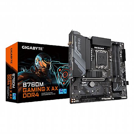 Placa Mãe para Intel - Gigabyte B760M GAMING X AX - (LGA 1700 - DDR4 5333 O.C) Chipset B760 - Wi-Fi 6E - 2.5GbE LAN - 2x Slot M.2 - Micro ATX