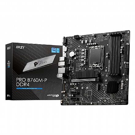 Placa Mãe para Intel - MSI B760M-P Pro (LGA 1700 - DDR4 4800 O.C) - Chipset B760 - USB 3.2 - Slot M.2 Lightning Gen4 - Micro ATX