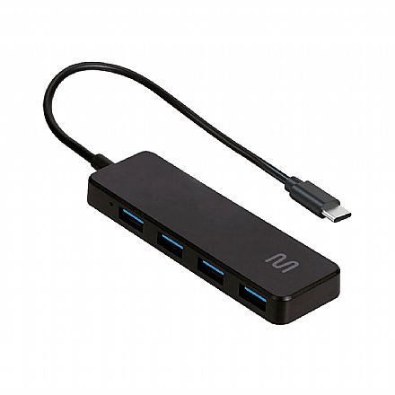 Cabo & Adaptador - HUB USB-C - 4 Portas USB 3.0 - Preto - Multilaser AC445