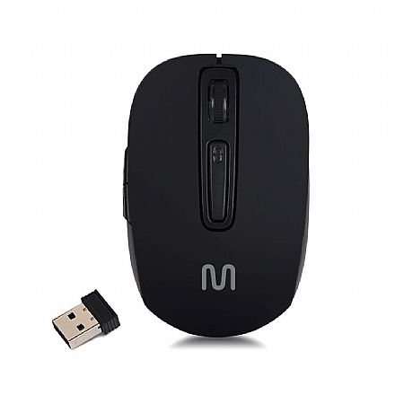 Mouse - Mouse sem Fio Multilaser MO277 - Bateria de Litio Recarregável - 2.4GHz - 1600dpi - 6 Botões - Preto