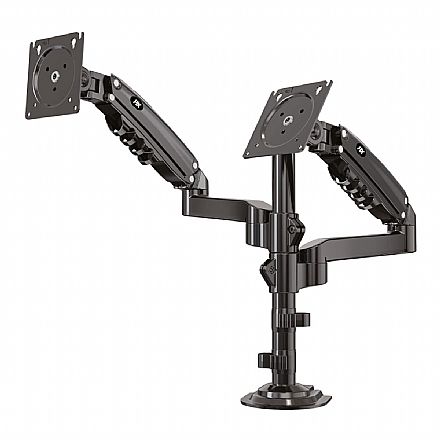 Suporte de Monitor/TV - Suporte para 2 Monitores / TV até 35" - Articulado de Mesa com pistão a Gás - Rotação, Inclinação e Giro - Preto - PIX PX-H160