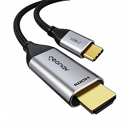 Cabo & Adaptador - Cabo Conversor USB-C para HDMI 2.0 - 1,8 metros - Cinza e Preto - Geonav UCA08