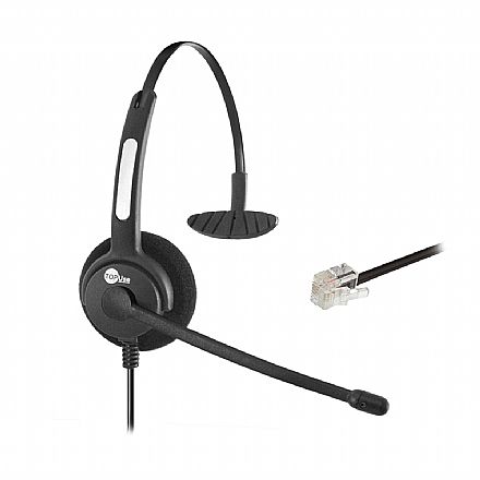 Fone de Ouvido - Headset Top Use HTU-300 - Controle de Volume - Microfone Flexível - Conector RJ-9 - Preto